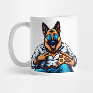 German Shepherd Dog Eating Pizza Mug